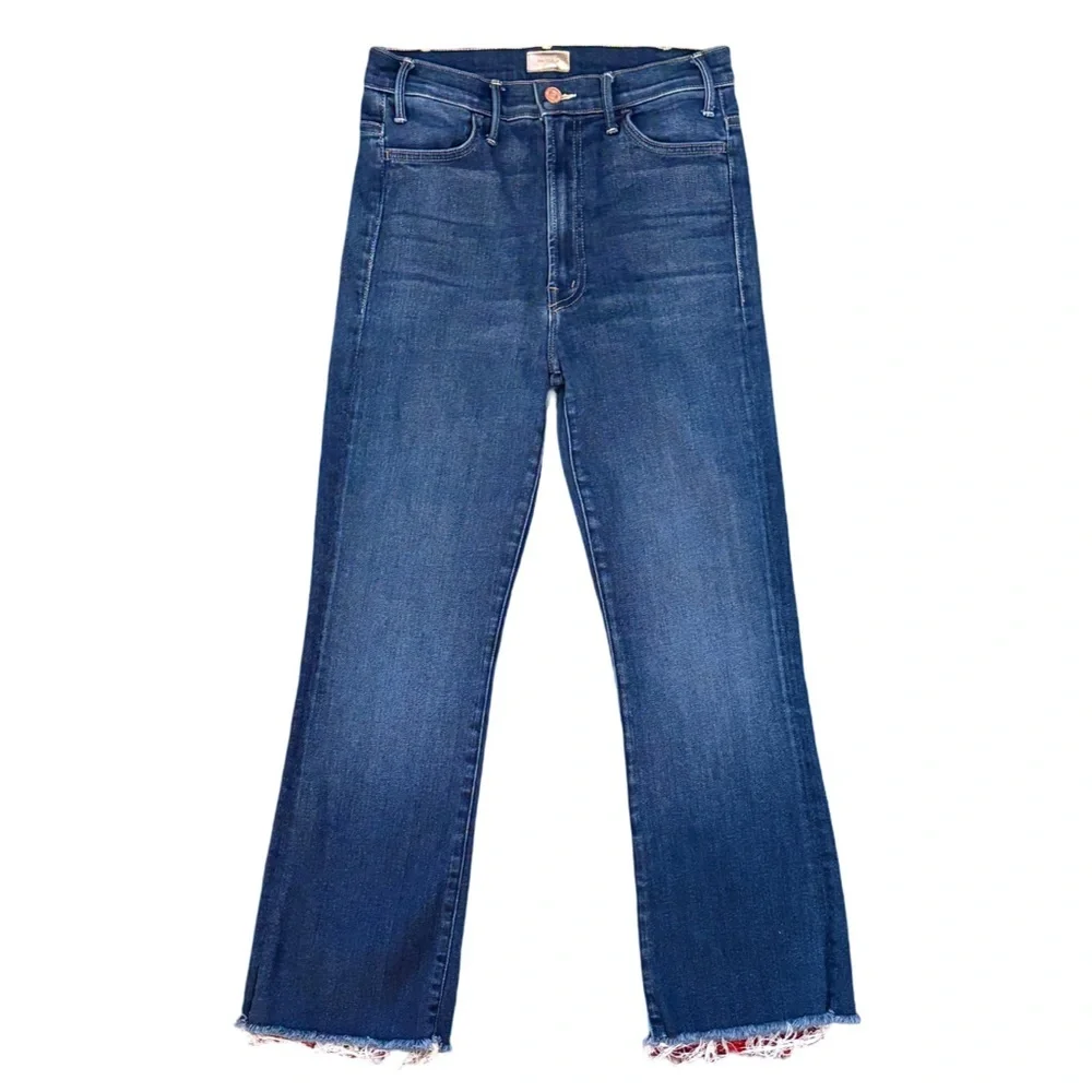 MOTHER The Hustler Ankle Fray in Home Movies Medium Blue Wash Size 27